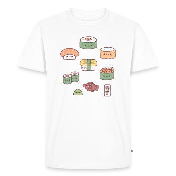 Mignon sushi japonais Nigiri Maki Gunkan Set - T-shirt Premium bio Homme - blanc - Devant - Nico (187cm)