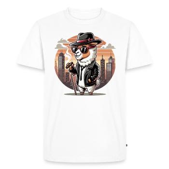 Lama décontracté avec chapeau : charme décontracté - T-shirt Premium bio Homme - blanc - Devant - Nico (187cm)