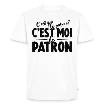 C'est Qui Le Patron C'est Moi Le Patron - T-shirt Premium bio Homme - blanc - Devant - Nico (187cm)