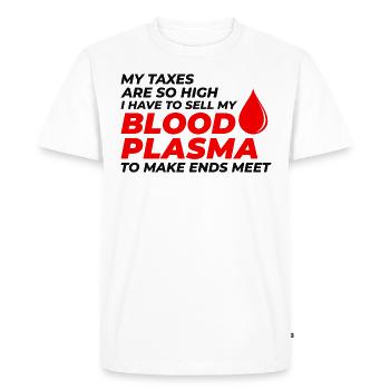 Problèmes fiscaux et jeux de mots sur le plasma sanguin Fiscalité Drôle - T-shirt Premium bio Homme - blanc - Devant - Nico (187cm)