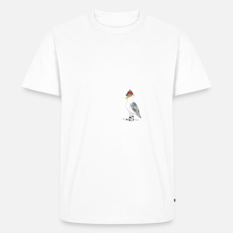 PLATTDEUTSCHER SPRUCH MIT MÖWE - Männer Premium Bio T-Shirt - Weiß