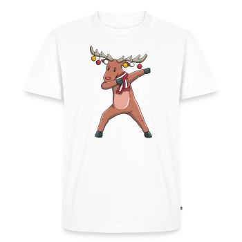 Christmas reindeer dabbing - Men's Premium Organic T-Shirt - white - Front - Nico (187cm)