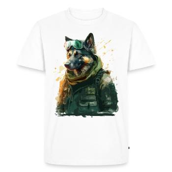 Le berger allemand en tant que soldat - T-shirt Premium bio Homme - blanc - Devant - Nico (187cm)