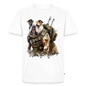 Bulldog as a soldier - Men's Premium Organic T-Shirt - white - Front - Nico (187cm)