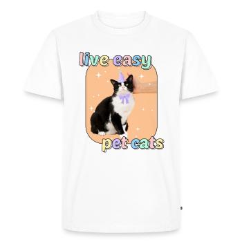 Cat Memes - Live Easy Pet Cats - T-shirt Premium bio Homme - blanc - Devant - Nico (187cm)
