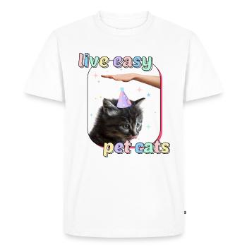 Cat Memes - Live Easy Pet Cats - Men's Premium Organic T-Shirt - white - Front - Nico (187cm)