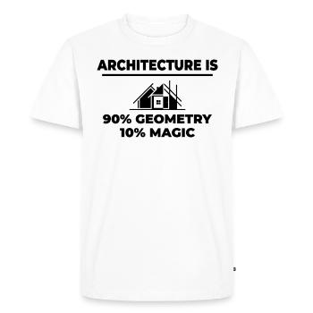 Architecture Funny🏰 : 90% Géométrie, 10% Magie - T-shirt Premium bio Homme - blanc - Devant - Nico (187cm)