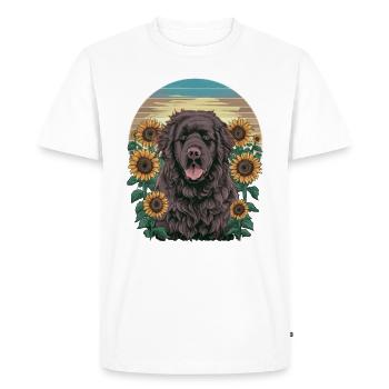 Terre-Neuve douce aux tournesols ensoleillés. - T-shirt Premium bio Homme - blanc - Devant - Nico (187cm)