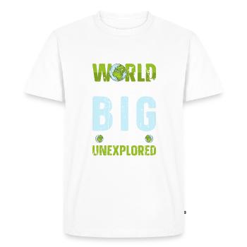Le monde est trop grand pour laisser inexploré - - T-shirt Premium bio Homme - blanc - Devant - Nico (187cm)