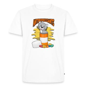 Antidépresseurs - Gray Tabby Cats Natural Stripes - T-shirt Premium bio Homme - blanc - Devant - Nico (187cm)