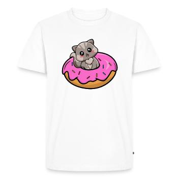 Kitty sitting inside a donut - Gray Tabby Cat - Men's Premium Organic T-Shirt - white - Front - Nico (187cm)