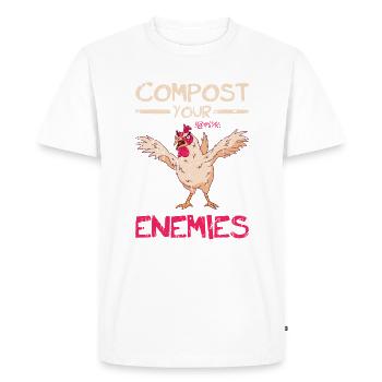 Compostez vos ennemis - Compost de fumier zéro déchet - T-shirt Premium bio Homme - blanc - Devant - Nico (187cm)