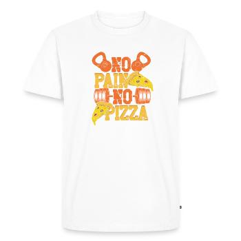 No Pain No Pizza Fun Workout - Gym Muscle - T-shirt Premium bio Homme - blanc - Devant - Nico (187cm)