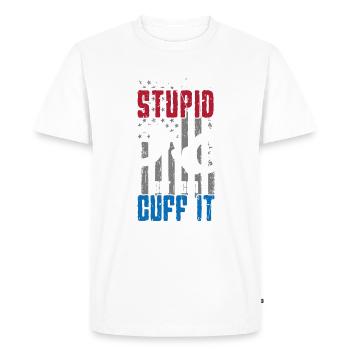 Je ne peux pas réparer stupide mais je peux le menotter - - T-shirt Premium bio Homme - blanc - Devant - Nico (187cm)