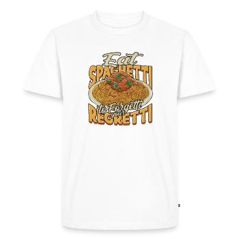 Eat Spaghetti To Forgetti Your Regretti - - Men's Premium Organic T-Shirt - white - Front - Nico (187cm)