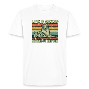 La vie est bonne un berger australien le fait - T-shirt Premium bio Homme - blanc - Devant - Nico (187cm)