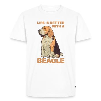 La vie est parieuse avec un beagle - beagle - T-shirt Premium bio Homme - blanc - Devant - Nico (187cm)