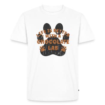 La vie est meilleure avec un laboratoire de chocolat - chocolat - T-shirt Premium bio Homme - blanc - Devant - Nico (187cm)