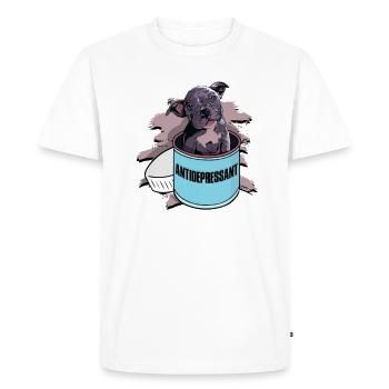 Antidépresseur - pitbull gris - T-shirt Premium bio Homme - blanc - Devant - Nico (187cm)