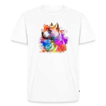 American bull terrier with watercolor design - - Men's Premium Organic T-Shirt - white - Front - Nico (187cm)