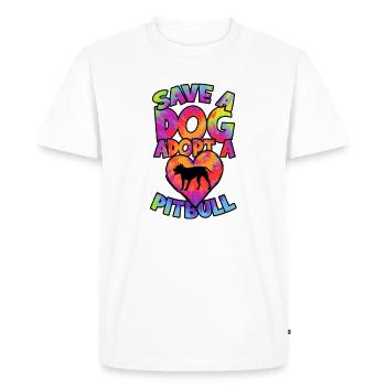 Sauver un chien Adopter un pitbull - pitbull - T-shirt Premium bio Homme - blanc - Devant - Nico (187cm)