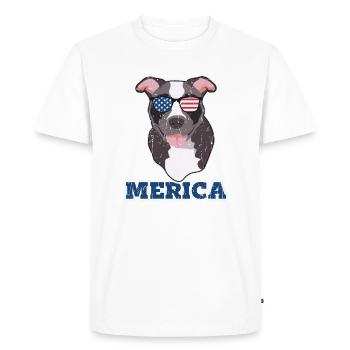 Merica - pitbull dog - Men's Premium Organic T-Shirt - white - Front - Nico (187cm)