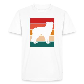 Border collie silhoutte avec couleur rétro - T-shirt Premium bio Homme - blanc - Devant - Nico (187cm)