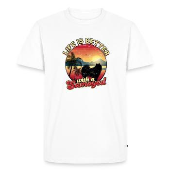 La vie est meilleure avec un propriétaire samoyède - samoyède - T-shirt Premium bio Homme - blanc - Devant - Nico (187cm)