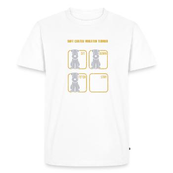 Soft Coated Wheaten Terrier Guide to training Sit - Men's Premium Organic T-Shirt - white - Front - Nico (187cm)