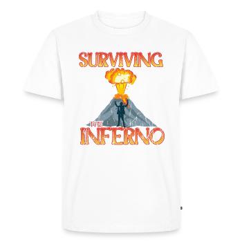 Survivre à l’enfer - Volcan - T-shirt Premium bio Homme - blanc - Devant - Nico (187cm)