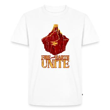 Le feu et la terre s’unissent - Volcan - T-shirt Premium bio Homme - blanc - Devant - Nico (187cm)