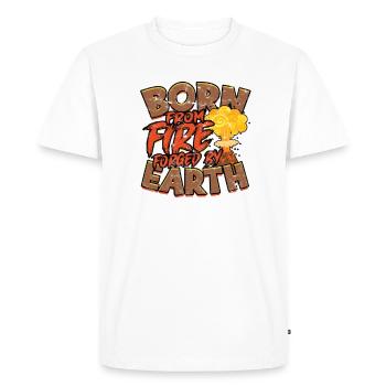 Né du feu, forgé par la terre - Volcan - T-shirt Premium bio Homme - blanc - Devant - Nico (187cm)
