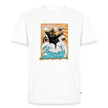 Catzilla Japanese Cat Sunset - Surreal Art - Men's Premium Organic T-Shirt - white - Front - Nico (187cm)
