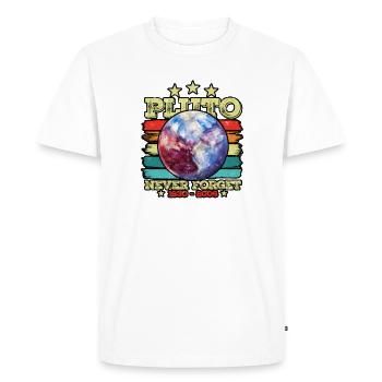 PLUTO NEVER FORGET 1930-2006 - Space Enthusiast - Men's Premium Organic T-Shirt - white - Front - Nico (187cm)