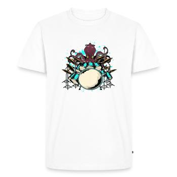 Schlagzeug Percussionniste Batteur Octopus - T-shirt Premium bio Homme - blanc - Devant - Nico (187cm)