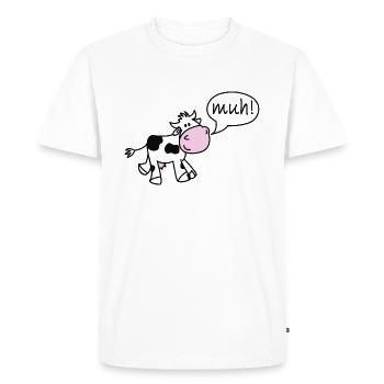 drôle mignon vache muh dessin animé enfants maternelle - T-shirt Premium bio Homme - blanc - Devant - Nico (187cm)