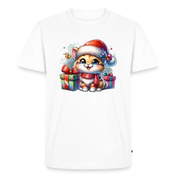 Cat Christmas - Men's Premium Organic T-Shirt - white - Front - Nico (187cm)