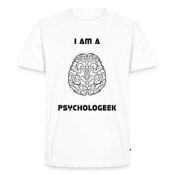 I Am A Psychologeek, Brain, Psychology, Biology - Men's Premium Organic T-Shirt - white - Front - Nico (187cm)