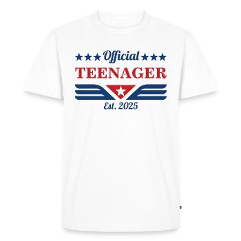 OFFICIAL TEENAGER EST. 2025 - TEEN TEEN - Men's Premium Organic T-Shirt - white - Front - Nico (187cm)