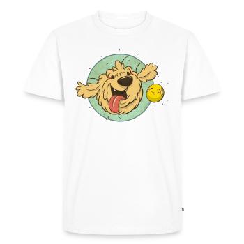 cockapoo Thor with tennis ball - Men's Premium Organic T-Shirt - white - Front - Nico (187cm)