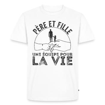 Papa et Fille Humour Papi Drôle Fete des Père - T-shirt Premium bio Homme - blanc - Devant - Nico (187cm)