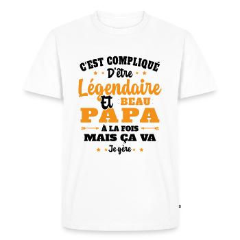 Légendaire et Beau Papa Cadeau Papa de l'année - T-shirt Premium bio Homme - blanc - Devant - Nico (187cm)