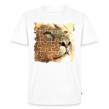 Lion puzzle, symbol of strength and strength - Men's Premium Organic T-Shirt - white - Front - Nico (187cm)