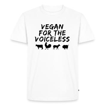 végétalien pour les sans voix - T-shirt Premium bio Homme - blanc - Devant - Nico (187cm)