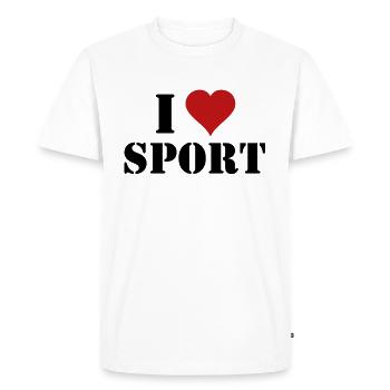 J'aime les sports - T-shirt Premium bio Homme - blanc - Devant - Nico (187cm)