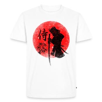 Samurai in front of the red sun with bamboo - Men's Premium Organic T-Shirt - white - Front - Nico (187cm)