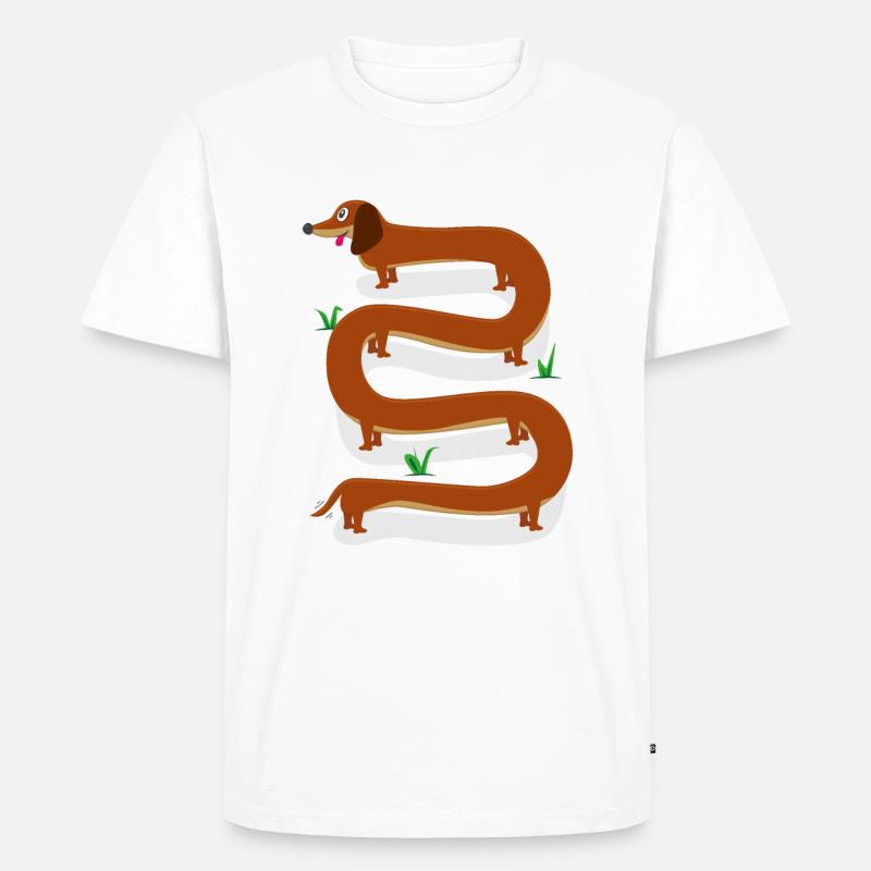 Wursthund lang - Dackel - Männer Premium Bio T-Shirt - Weiß