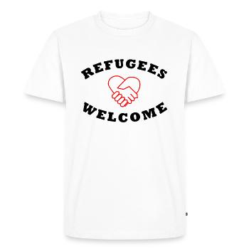 Refugees Welcome - Flüchtlinge Willkommen - Men's Premium Organic T-Shirt - white - Front - Nico (187cm)