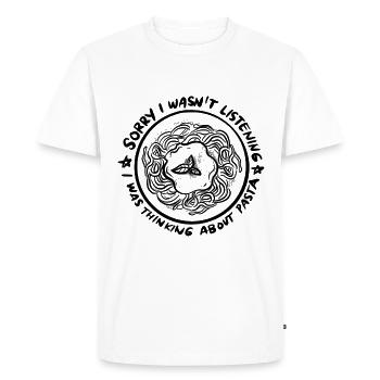 Penser aux pâtes Spaghetti Cuisine italienne - T-shirt Premium bio Homme - blanc - Devant - Nico (187cm)
