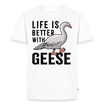 Life With Geese Nature Bird Cute Goose - Men's Premium Organic T-Shirt - white - Front - Nico (187cm)